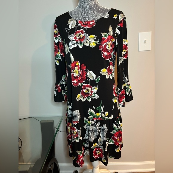 connected apparel Dresses & Skirts - Connected Apparel Floral Bell Sleeve Whimsigoth Lightweight Stretchy Fairy Dress